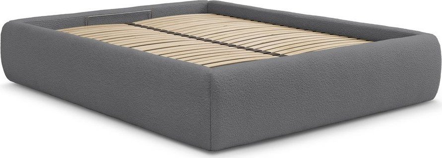 Tmavě šedá čalouněná dvoulůžková postel s úložným prostorem/bez čela s roštem 180x200 cm Inera – Bobochic Paris Bobochic Paris