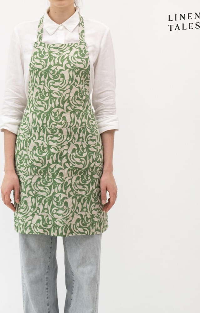 Lněná zástěra Evergreen Damask – Linen Tales Linen Tales