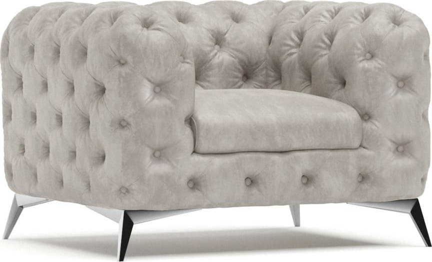 Světle šedé sametové křeslo Chelsea – Ropez Ropez