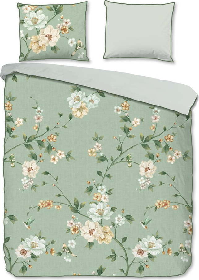 Zelené povlečení na dvoulůžko/prodloužené z bavlněného saténu 200x220 cm Sizena – Descanso Descanso