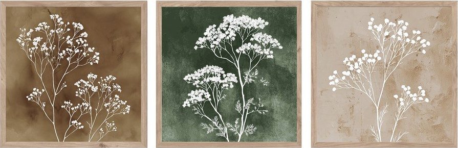 Obrazy v sadě 3 ks 30x30 cm Floral Imprint – Styler Styler