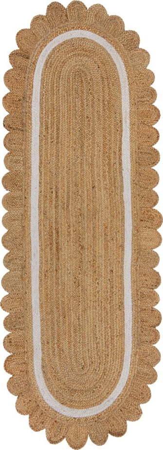 Ručně tkaný jutový běhoun v přírodní barvě/slonovinový 80x230 cm Grace White – Flair Rugs Flair Rugs