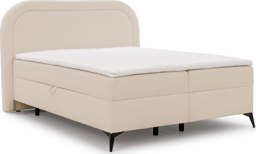 Béžová boxspring postel s úložným prostorem 140x200 cm Ornes – Ropez Ropez