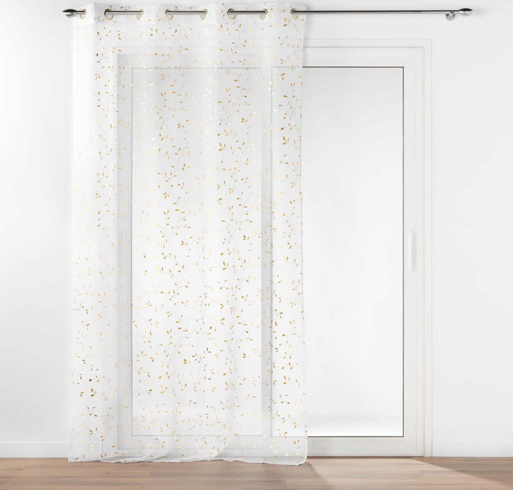 Bílá/ve zlaté barvě voálová záclona 140x240 cm Floressia – douceur d'intérieur Douceur d intérieur