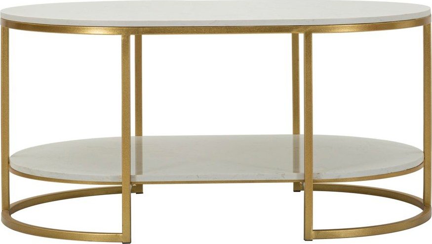 Bílý/ve zlaté barvě konferenční stolek s mramorovou deskou 60x90 cm Izmir – Mauro Ferretti Mauro Ferretti