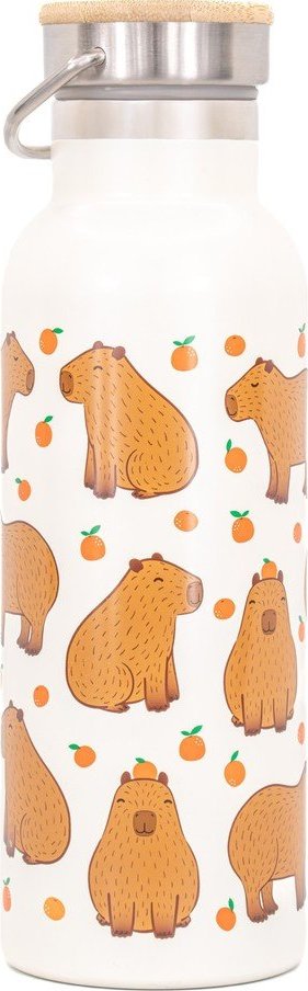 Hnědá/krémová cestovní nerezová lahev 425 ml Capybara – Sass & Belle Sass & Belle