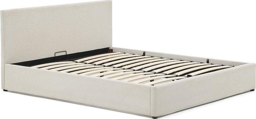 Béžová čalouněná dvoulůžková postel s úložným prostorem s roštem 180x200 cm Nahiri – Kave Home Kave Home