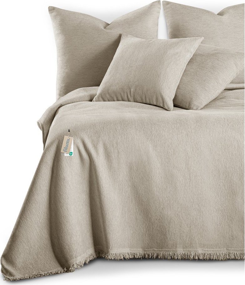 Béžový přehoz z žinylky 220x240 cm Talo – Filumi Filumi