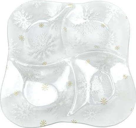 Servírovací skleněný talíř s vánočním motivem ø 28