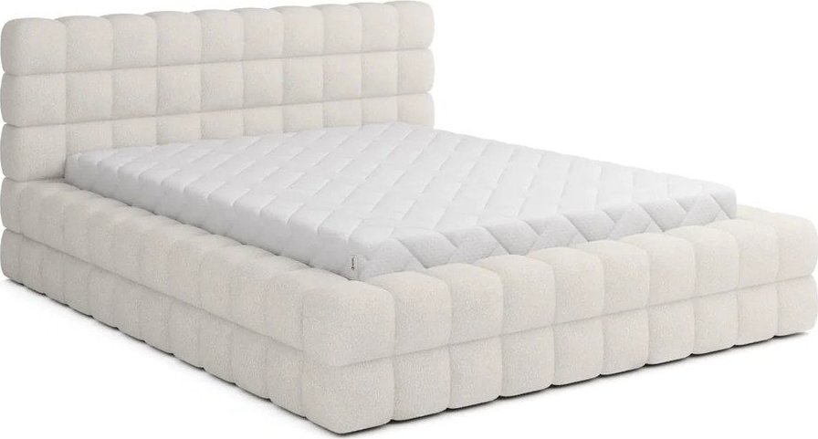 Bílá čalouněná dvoulůžková postel s úložným prostorem s roštem 180x200 cm Dizzle – ELTAP ELTAP