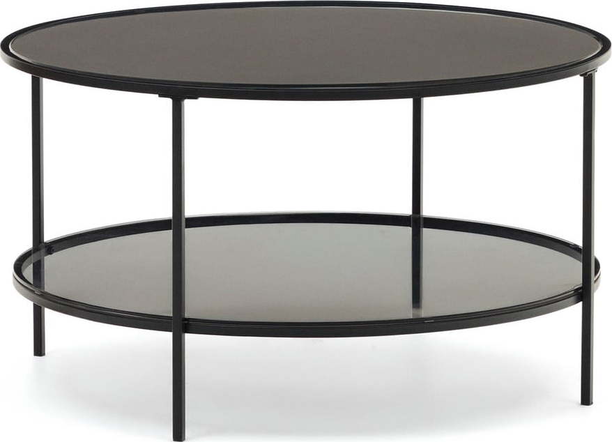 Černý kulatý konferenční stolek se skleněnou deskou ø 80 cm Gilda – Kave Home Kave Home
