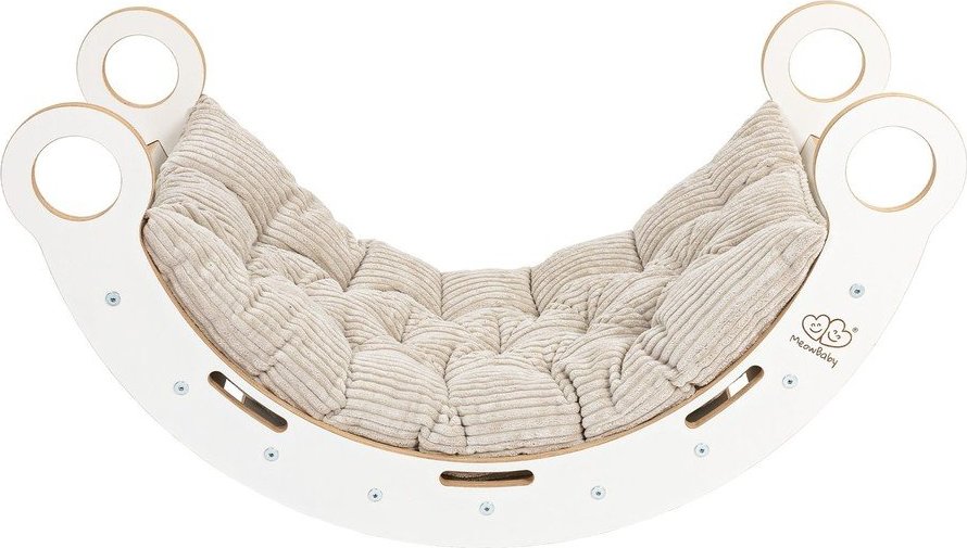 Bílá/béžová houpačka z borovicového dřeva 39x75x38 cm Montessori – Meowbaby MeowBaby