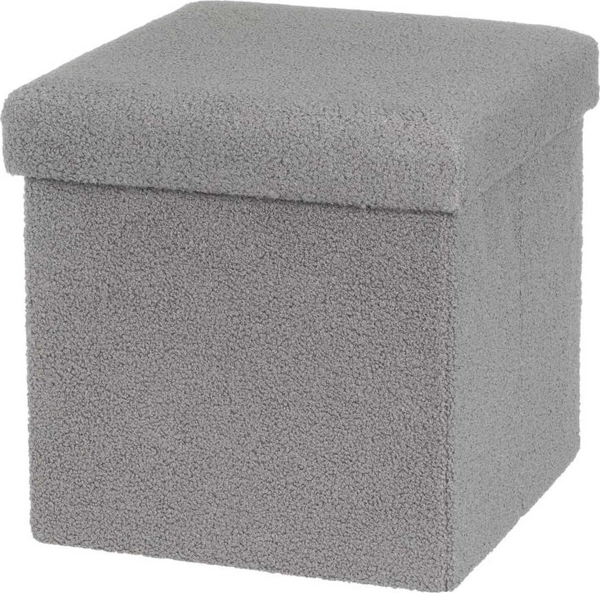 Šedý taburet z textilie bouclé Folding – Casa Selección Casa Selección