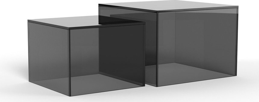 Šedé skleněné konferenční stolky v sadě 2 ks 50x50 cm Dice – Actona Actona