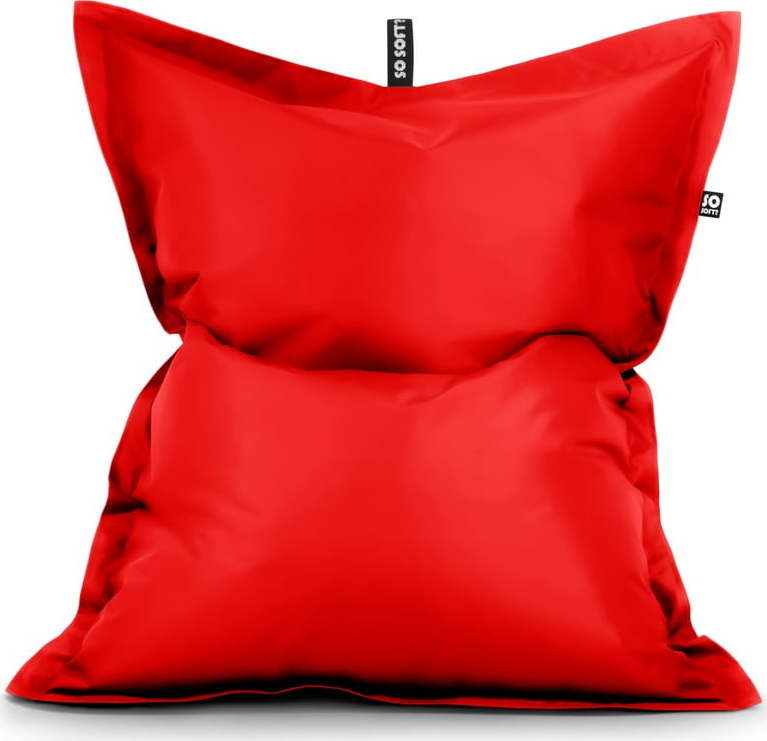 Červený dětský sedací vak z imitace kůže Pad M – So Soft? So Soft?