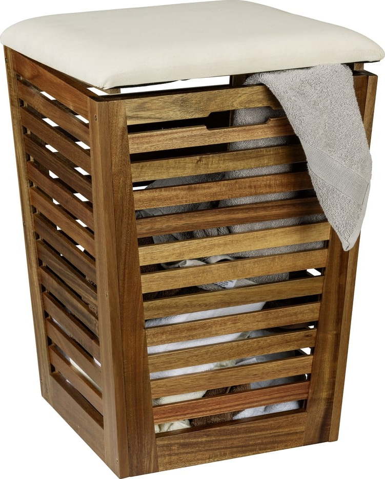 Dřevěný koš na prádlo v tmavě přírodní barvě 55 l Fondi – Wenko WENKO