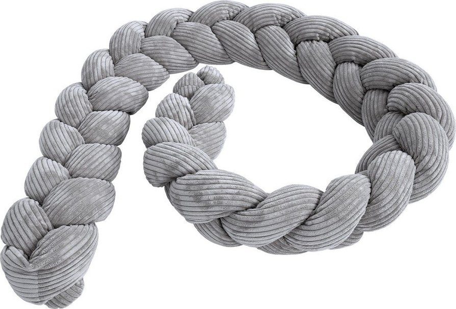 Šedý manšestrový mantinel do postýlky 200 cm – Meowbaby MeowBaby