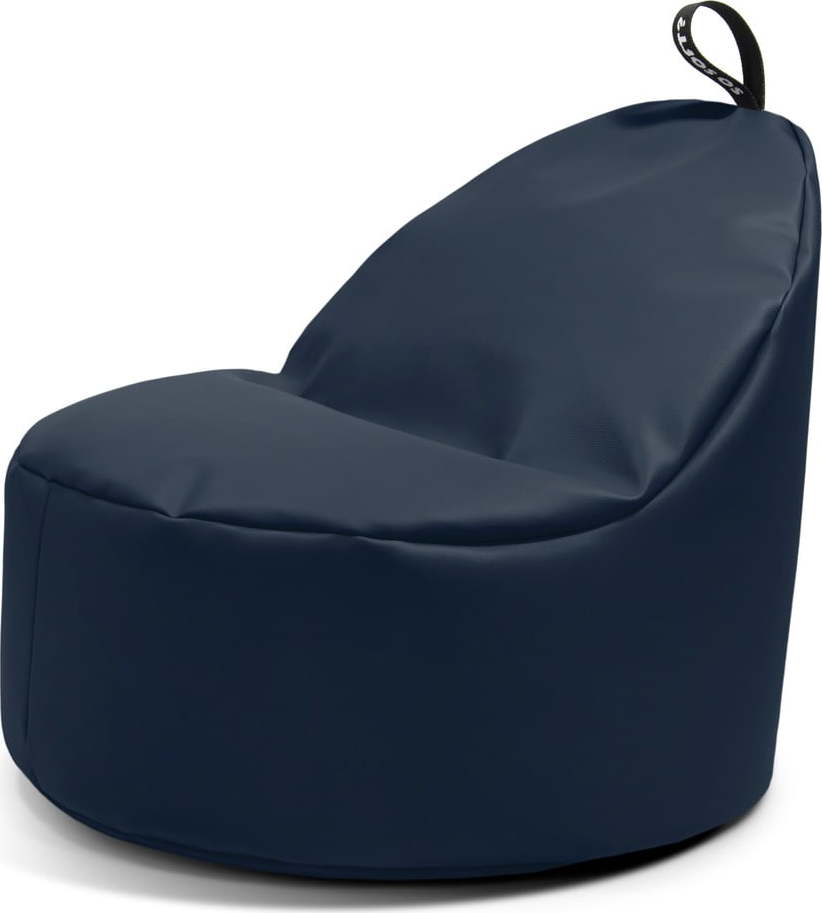 Tmavě modrý sedací vak z imitace kůže Round L – So Soft? So Soft?