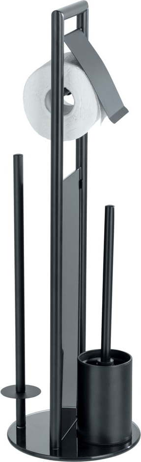 Černý stojan na toaletní papír se štětkou z nerezové oceli Ravina – Wenko WENKO