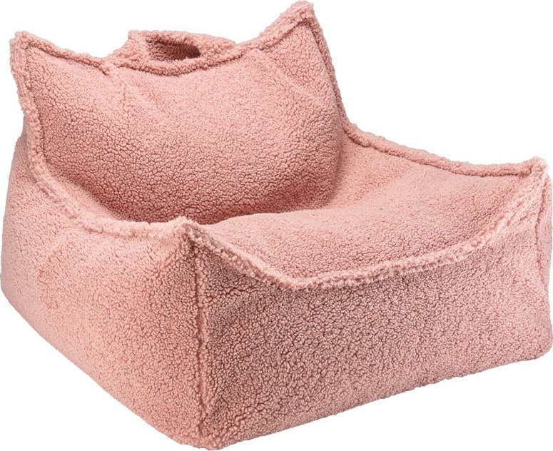 Růžový dětský sedací vak z textilie bouclé Chair – Wigiwama Wigiwama