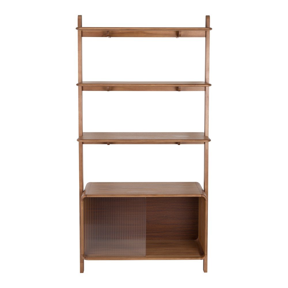 Hnědá knihovna z jasanového dřeva s posuvnými dveřmi 90x180x35 cm Rise – Zuiver Zuiver