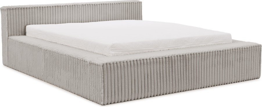 Šedá čalouněná dvoulůžková postel s úložným prostorem s roštem 180x200 cm Cloe – Ropez Ropez