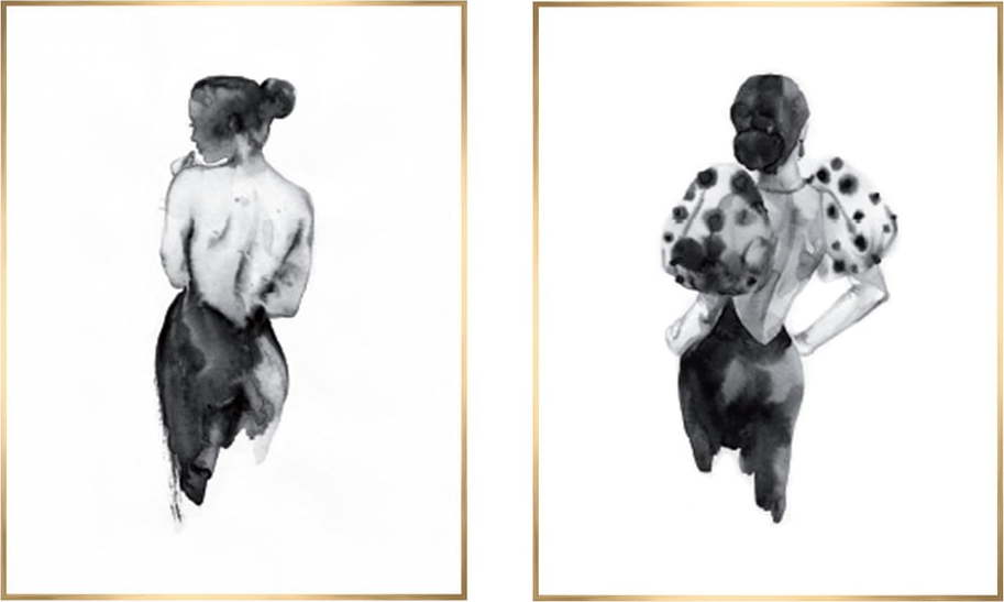 Obrazy v sadě 2 ks 30x40 cm Woman Sketch – knor knor