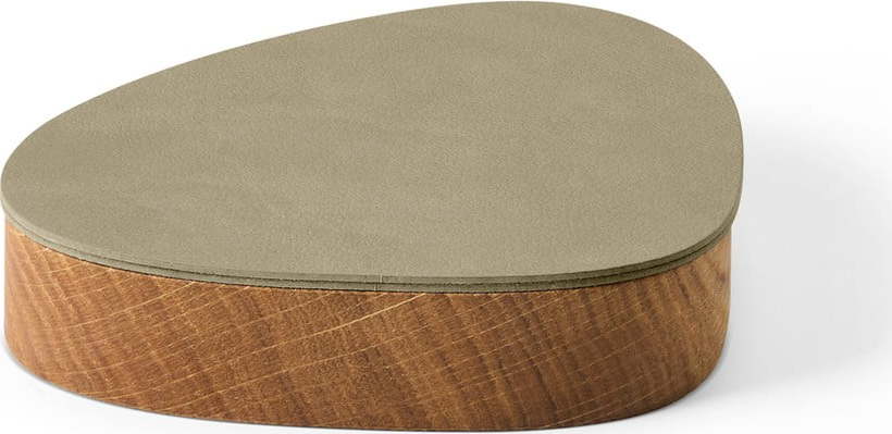 Zelený/v přírodní barvě dřevěný/z eko kůže úložný box s víkem/dekorativní 14x12