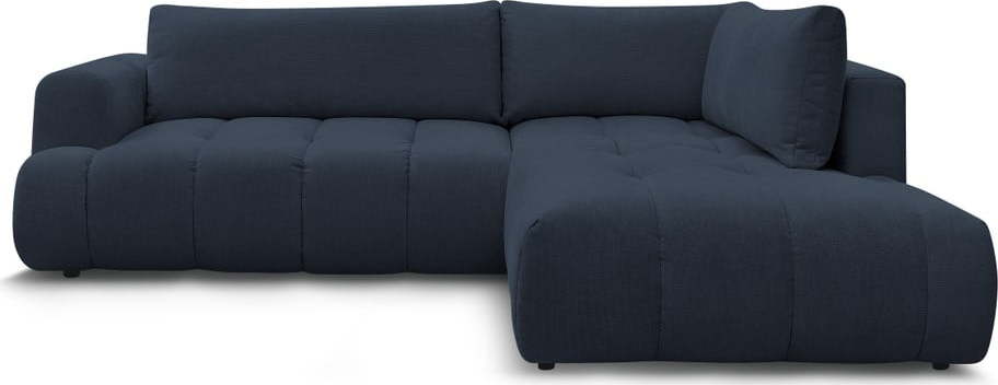 Tmavě modrá rozkládací/s úložným prostorem rohová pohovka (pravý roh/do L) Fuji – Bobochic Paris Bobochic Paris