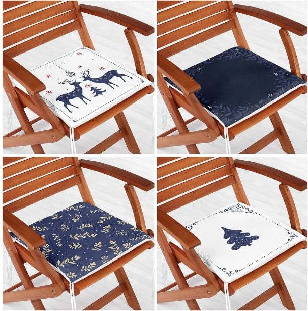 Podsedáky v sadě 4 ks s vánočním motivem 40x40 cm Blue Christmas – Mila Home Mila Home