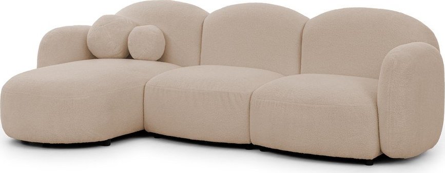 Světle hnědá rohová pohovka z textilie bouclé (levý roh/s lenoškou) Orbit – Ropez Ropez