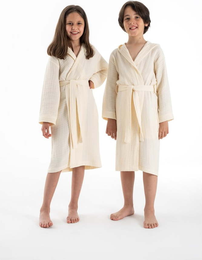 Krémový mušelínový dětský župan velikost 9-10 let Muslin – Foutastic Foutastic