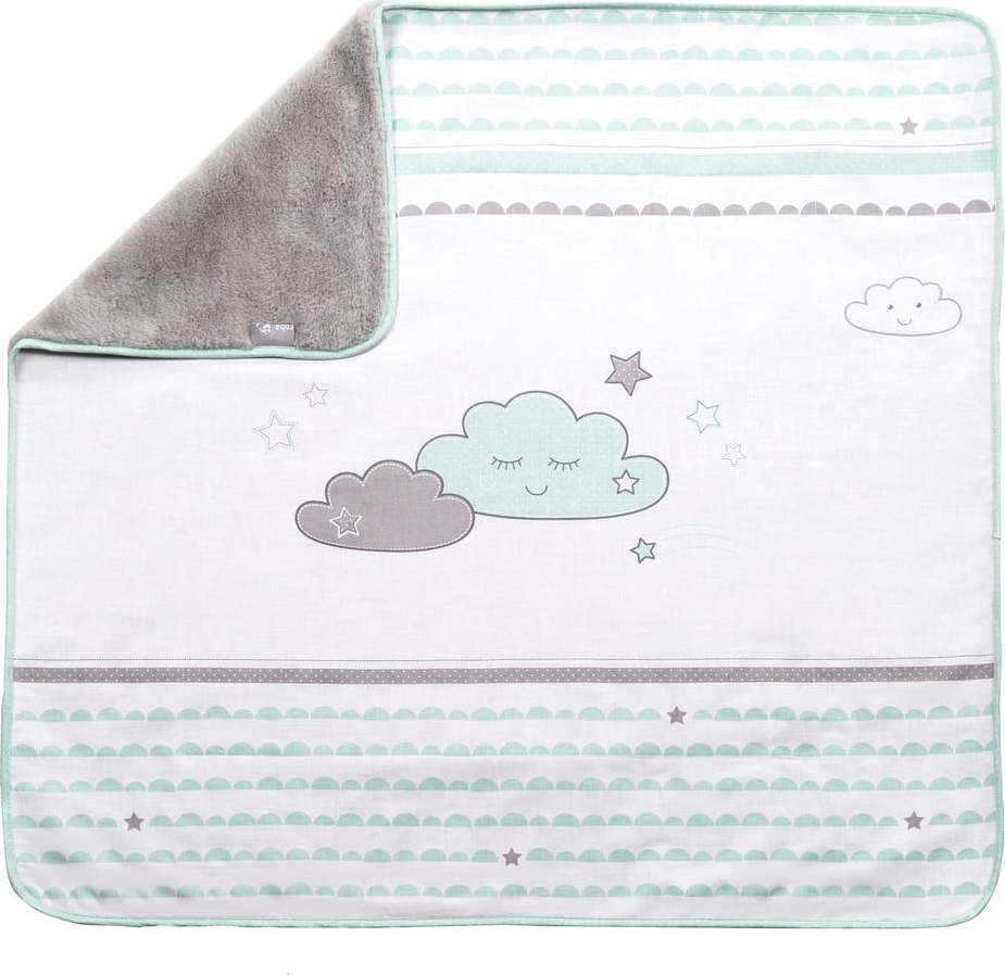 Bílá/v mentolové barvě dětská deka z mikroplyše 80x80 cm Happy Cloud – Roba Roba