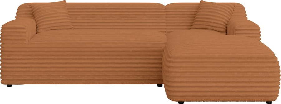 Manšestrová rohová pohovka v terakotové barvě (pravý roh/s lenoškou) Martin – Ropez Ropez