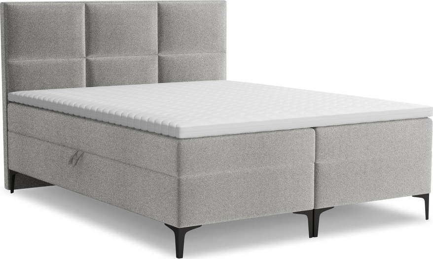 Světle šedá boxspring postel s úložným prostorem 180x200 cm Pakalana – Makamii Makamii