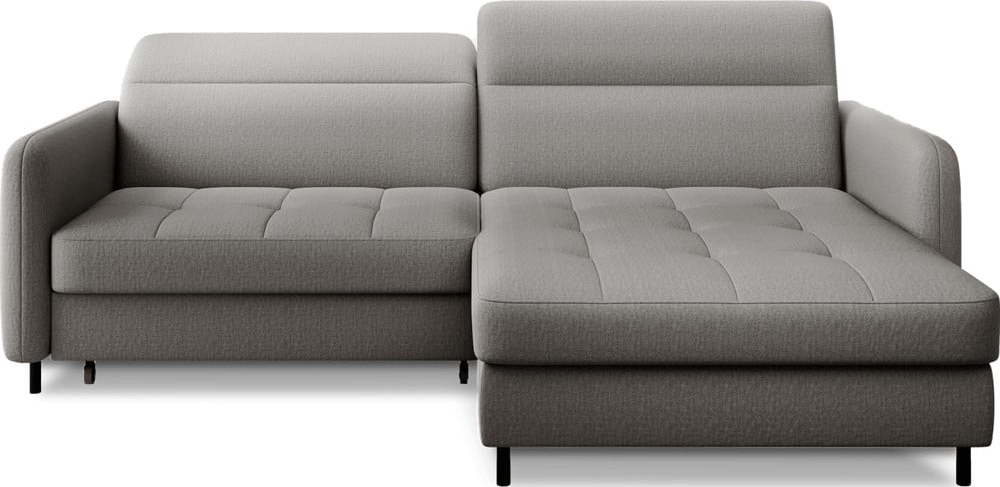 Šedá sametová rozkládací/s úložným prostorem rohová pohovka (pravý roh/s lenoškou) Gomsi – ELTAP ELTAP