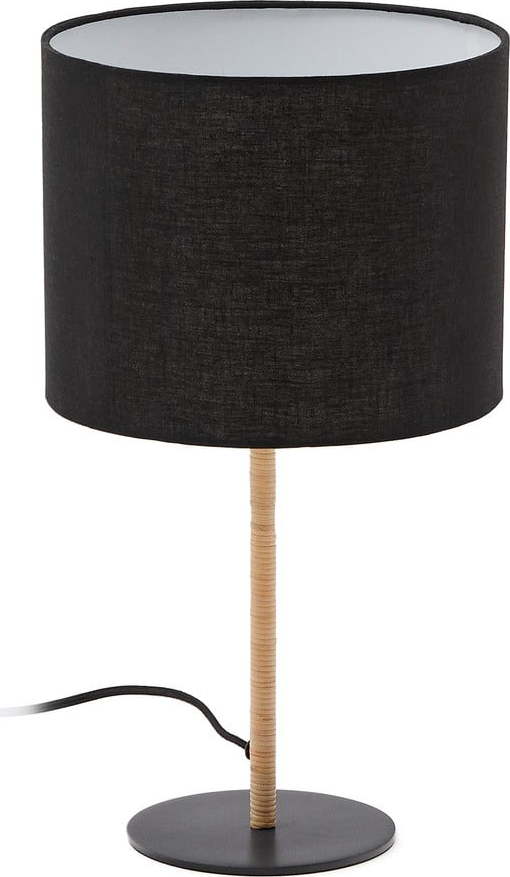 Černá stolní lampa s textilním stínidlem (výška 45 cm) Pina – Kave Home Kave Home
