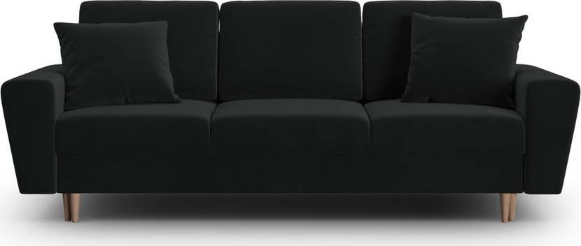 Černá sametová rozkládací/s úložným prostorem pohovka 235 cm Kyoto – Cosmopolitan Design Cosmopolitan design