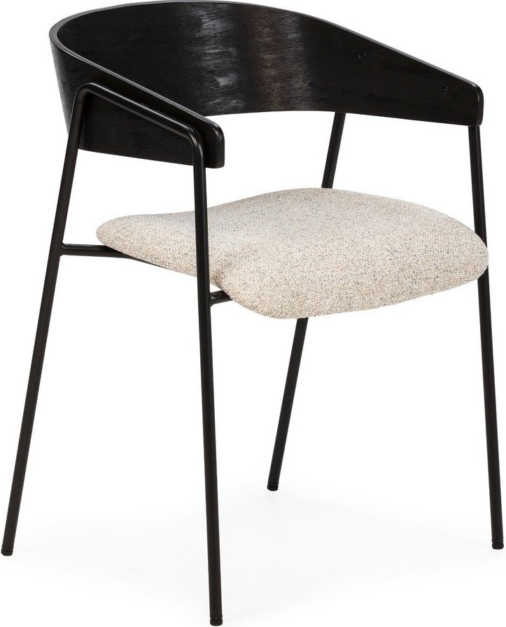 Černá/béžová čalouněná jídelní křesla v sadě 2 ks s područkami Cora – MOME Mome
