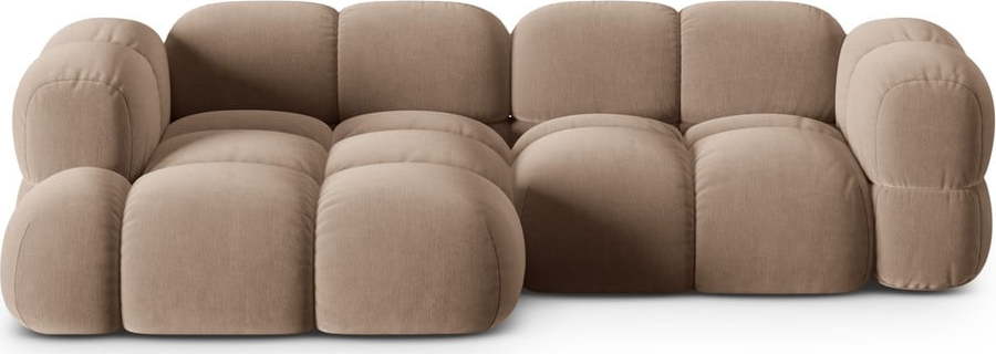 Hnědá sametová rohová pohovka (levý roh/s lenoškou) Loretto – Cosmopolitan Design Cosmopolitan design