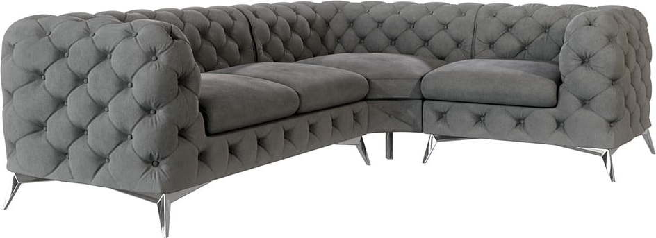 Šedá sametová rohová pohovka (pravý roh/do L) Chelsea – Ropez Ropez