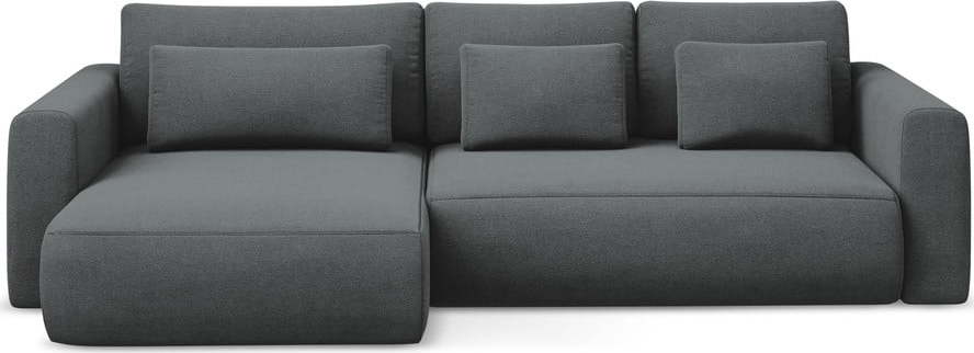 Tmavě šedá rozkládací/s úložným prostorem rohová pohovka (levý roh/s lenoškou) Kapua – Makamii Makamii