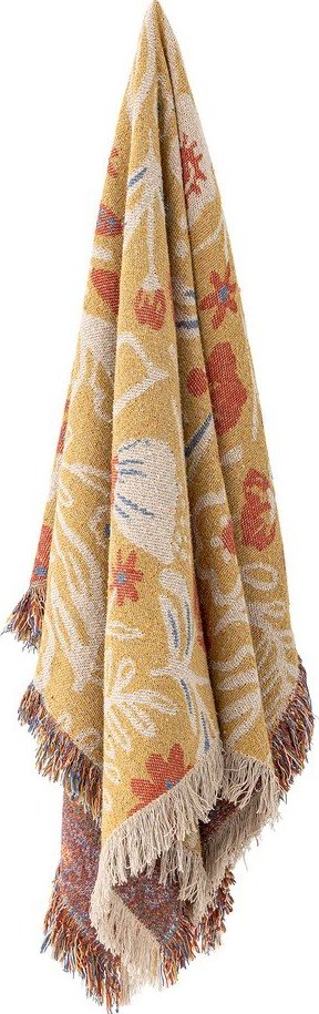 Žlutá deka z recyklované bavlny 130x160 cm Reims – Bloomingville Bloomingville