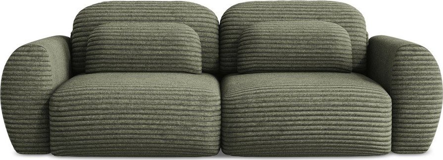 Zelená manšestrová rozkládací/s úložným prostorem pohovka 266 cm Kini – Makamii Makamii