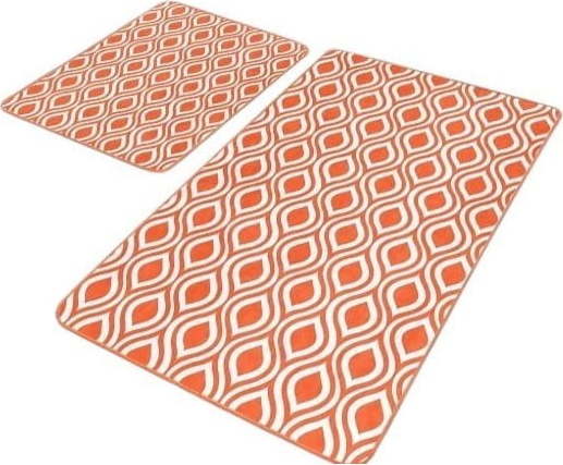 Oranžové sametové koupelnové předložky v sadě 2 ks 60x100 cm – Mila Home Mila Home