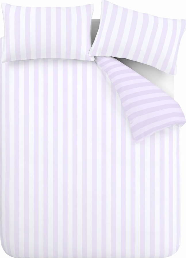 Bílé/v levandulové barvě povlečení na dvoulůžko 200x200 cm Stripe Tease – Sassy B Sassy B