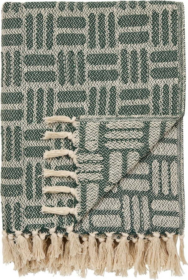 Zelená deka z recyklované bavlny 130x180 cm Adana – House Nordic House Nordic