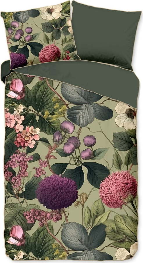 Khaki povlečení na jednolůžko/prodloužené z bavlněného saténu 140x220 cm Onaz – Descanso Descanso