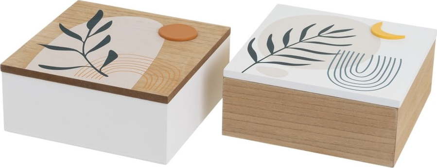 Dekorativní úložné boxy s víkem v sadě 2 ks ø 20x8
