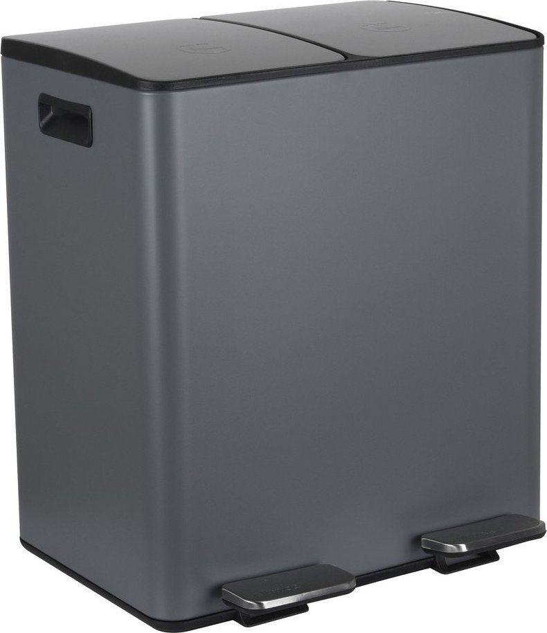 Tmavě šedý ocelový odpadkový koš 2x20 l na tříděný odpad/nášlapný Aliya – Spirella SPIRELLA
